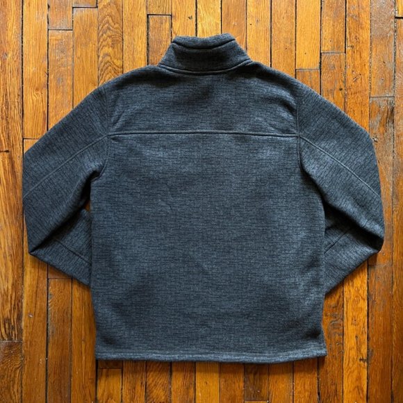 The North Face Men Dark Grey Fly Knit Look Fleece Insulated 1/4 Zip‎ Sweatshirt - Picture 2 of 6